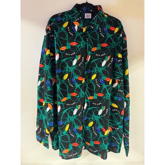 North Pole Trading Co Men’s Christmas Shirt Sz 2XL Get Lit Office Party Novelty - Picture 7 of 8